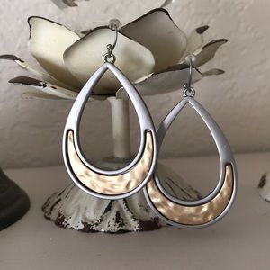Two tone teardrop earrings